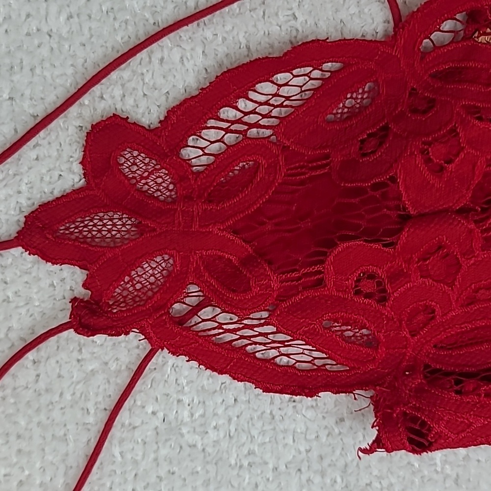 Free People Adella Peplum Cami Lace Ruffled Tank Blouse/Top in Red - NWT - Picture 11 of 17